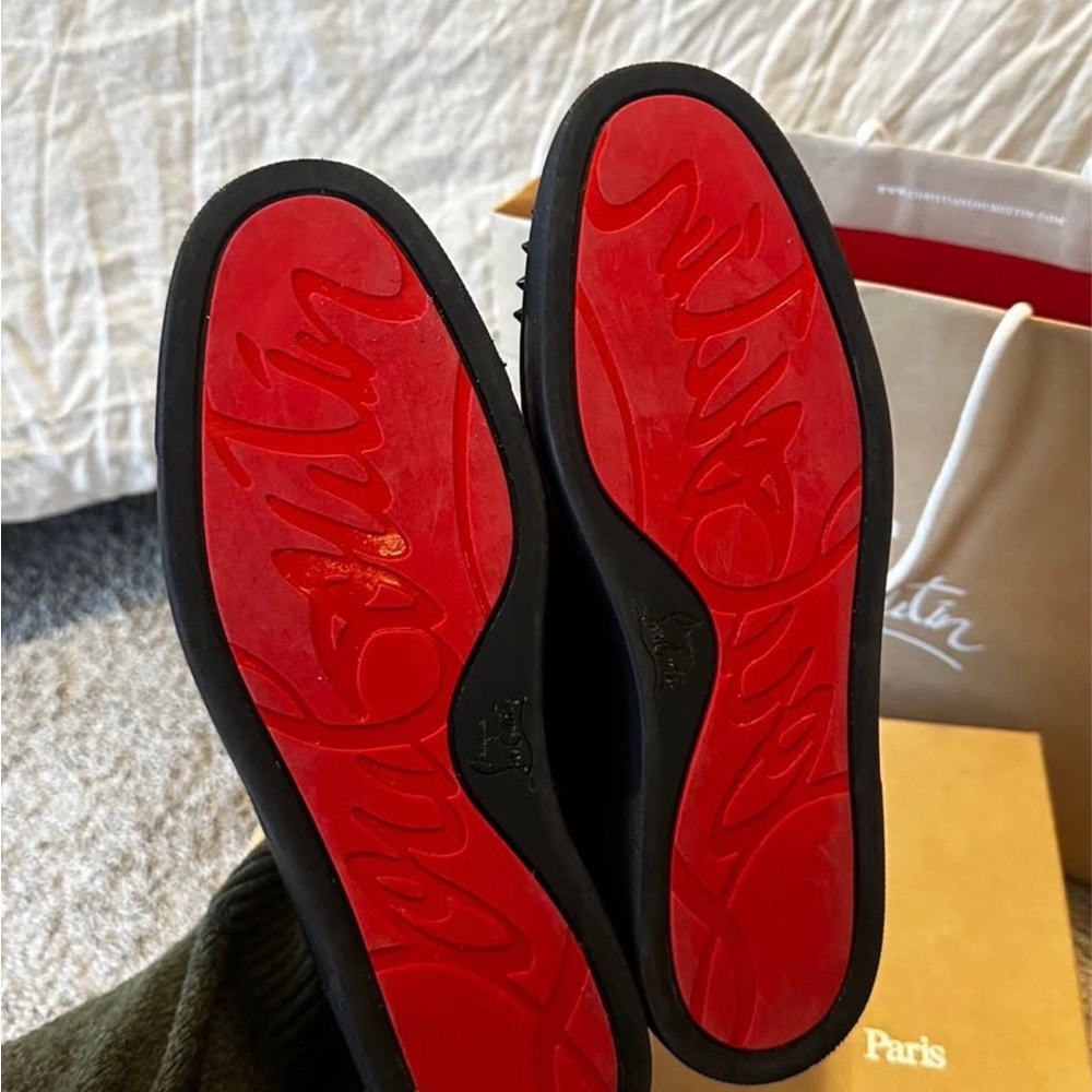 Christian Louboutin Louis Junior Spikes Leather Low-Top Sneakers 43.5 - Picture 4 of 6